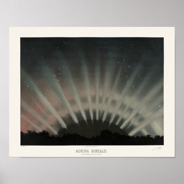 Aurora Borealis Print, Trouvelot, 1881, Wiederherg Poster (Vorne)