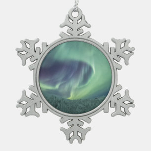 Aurora Borealis Schneeflocken Zinn-Ornament