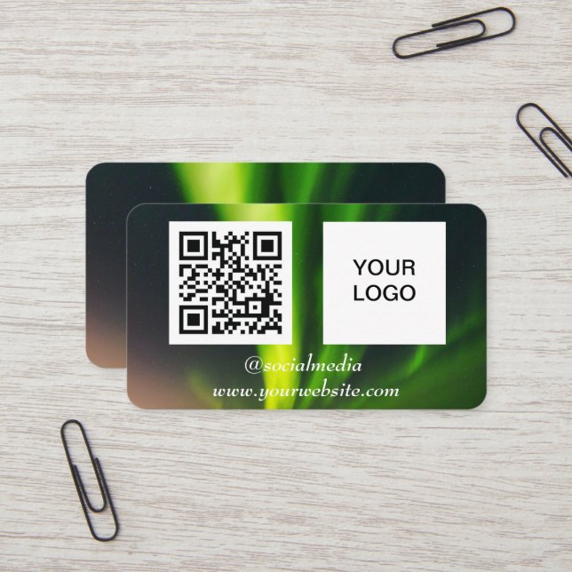 Aurora Borealis Social Media - QR-Kodex Visitenkarte (Vorderseite/Rückseite Beispiel)