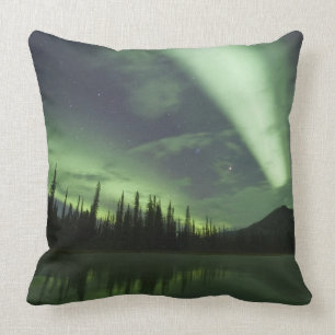 Aurora borealis spiegeln sich im Tundra-Teich wide Kissen