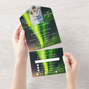 Aurora Borealis Sternen Nacht Sterne Foto Hochzeit All In One Einladung