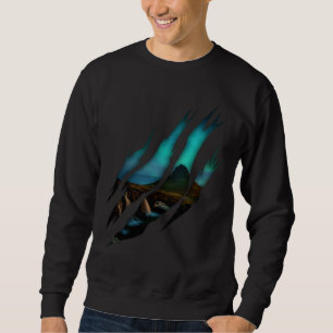 Aurora Borealis Torn Alaska Night Sweatshirt