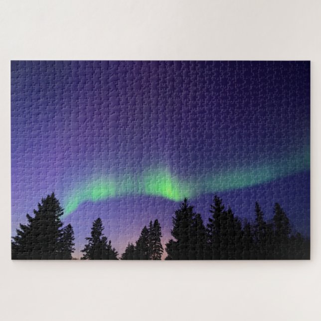 Aurora Borealis & Trees | Manitoba, Kanada Puzzle (Horizontal)