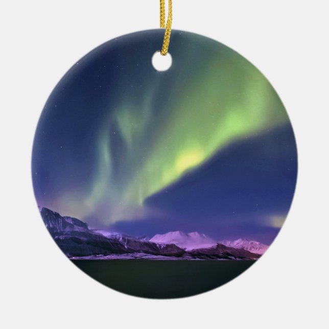 Aurora Borealis über Lyngenfjorden Norwegen Keramikornament (Vorne)