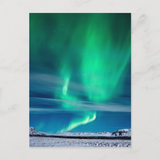 Aurora Borealis über Mosfellsheiði Postkarte (Vorderseite)