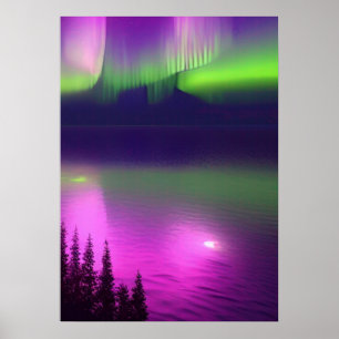 Aurora Borealis über Wasser Poster