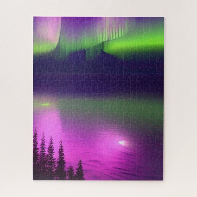Aurora Borealis über Wasser Puzzle (Vertikal)