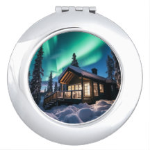 Aurora borealis über Winterkabine