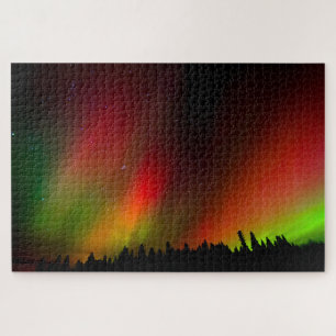 Aurora Borealis und Bäume Puzzle
