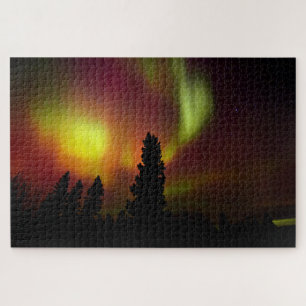Aurora Borealis und Bäume Puzzle
