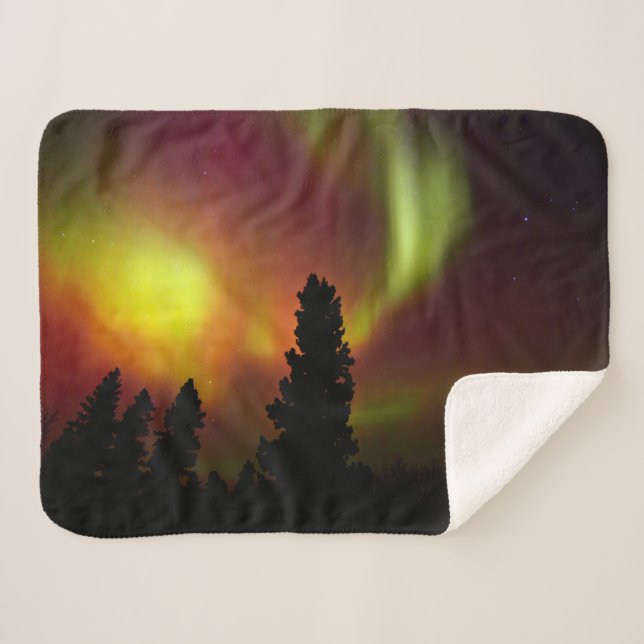 Aurora Borealis und Bäume Sherpadecke (Vorderseite (Horizontal))
