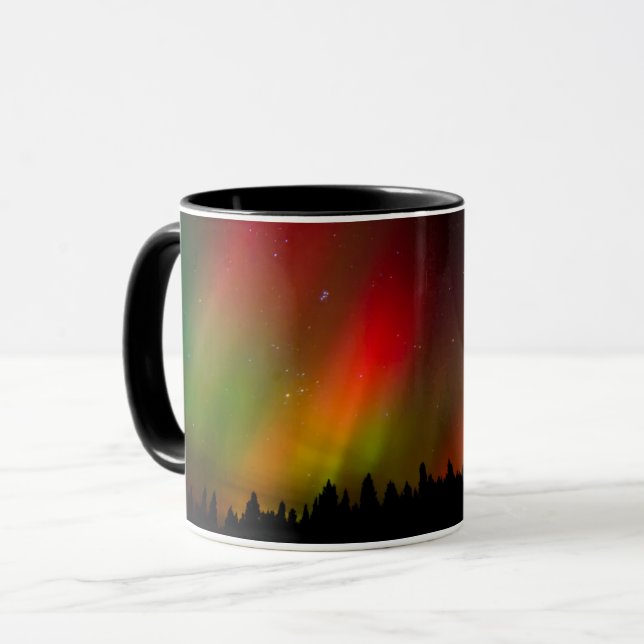 Aurora Borealis und Bäume Tasse (Vorderseite Links)