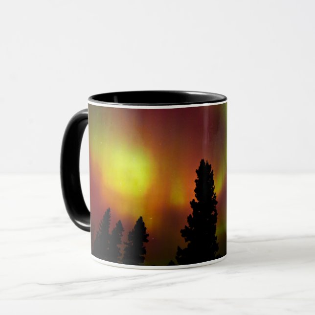 Aurora Borealis und Bäume Tasse (Vorderseite Links)