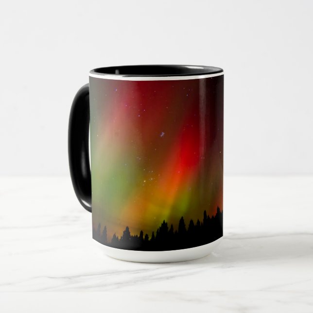 Aurora Borealis und Bäume Tasse (Vorderseite Links)