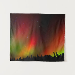 Aurora Borealis und Bäume Wandteppich