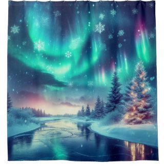 aurora borealis/Weihnachten/Winter Duschvorhang