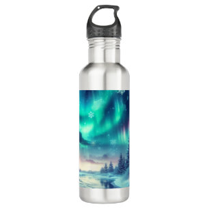 aurora borealis/Weihnachten/Winter Edelstahlflasche