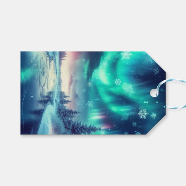 aurora borealis/Weihnachten/Winter Geschenkanhänger (Vorderseite (Horizontal))