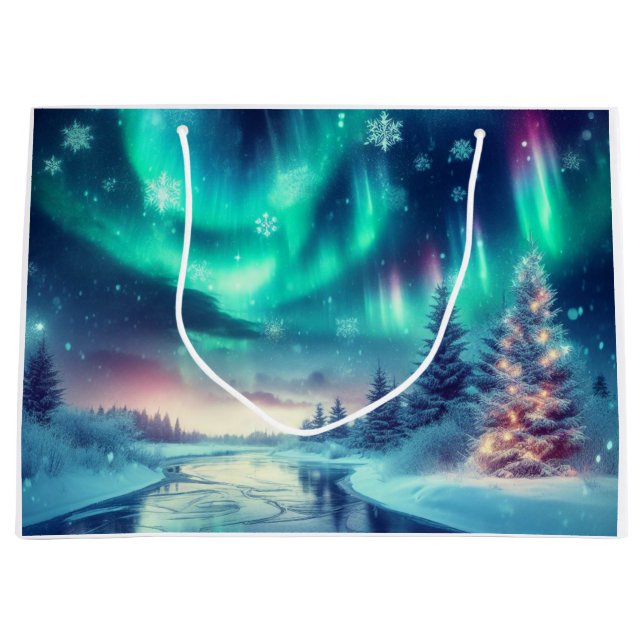 aurora borealis/Weihnachten/Winter Große Geschenktüte (Vorderseite)