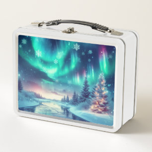 aurora borealis/Weihnachten/Winter Metall Brotdose