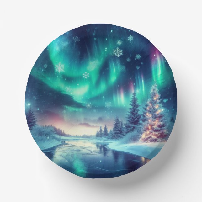 aurora borealis/Weihnachten/Winter Pappteller (Vorderseite)