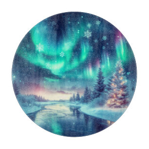 aurora borealis/Weihnachten/Winter Schneidebrett