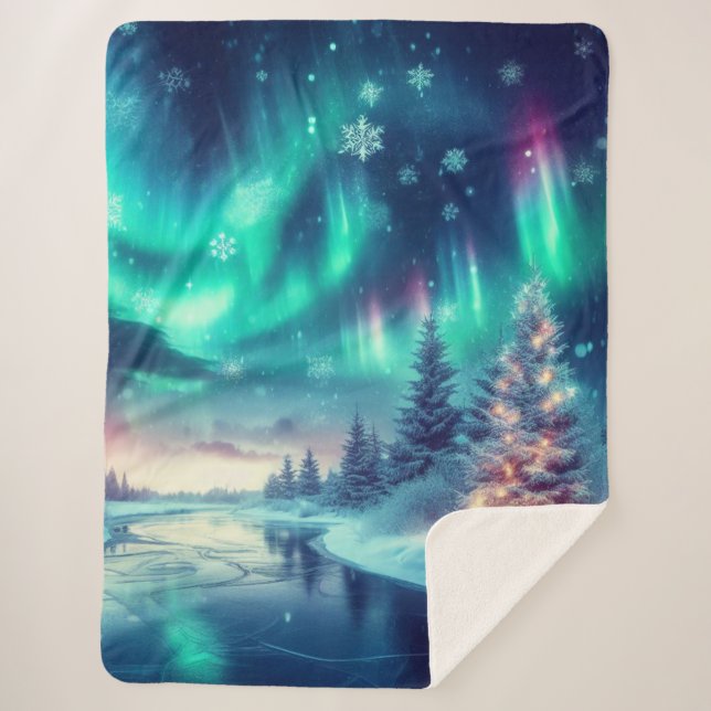 aurora borealis/Weihnachten/Winter Sherpadecke (Vorderseite)