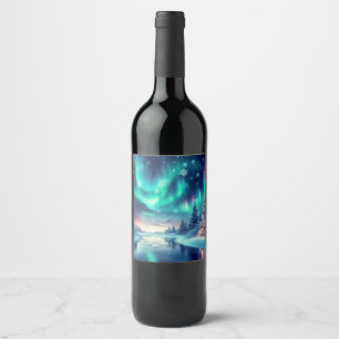 aurora borealis/Weihnachten/Winter Weinetikett