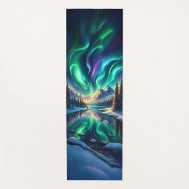 Aurora Borealis Winter Yogamatte  (Vorderseite)