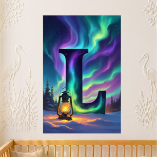 Aurora Buchstabe L Poster   Northern Lights Kunst