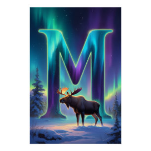 Aurora Buchstabe M Poster   Northern Lights Kunst