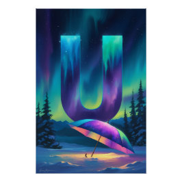 Aurora Buchstabe U Poster | Kunst der Nordlichter