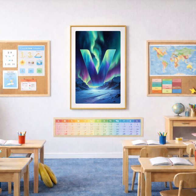 Aurora Buchstabe V Poster | Kunst der Nordlichter (Von Creator hochgeladen)