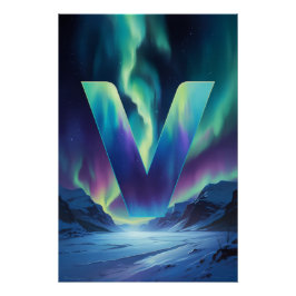 Aurora Buchstabe V Poster | Northern Lights Kunst