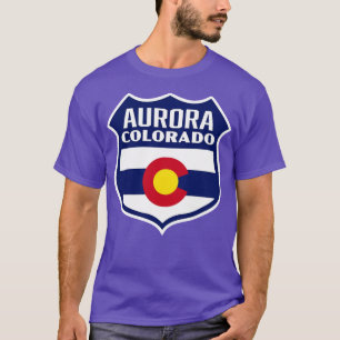 Aurora Colorado Retro Flag Schild Blau T-Shirt