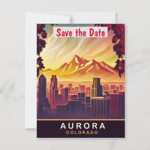 Aurora, Colorado, Skyline, Travel Postcard, Save The Date