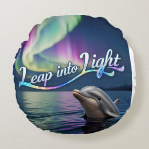 Aurora Dolphin: Sprung ins Licht Rundes Kissen
