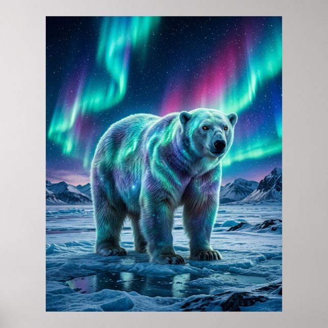 Aurora Eisbär Nördlicher Himmel Poster (Vorne)