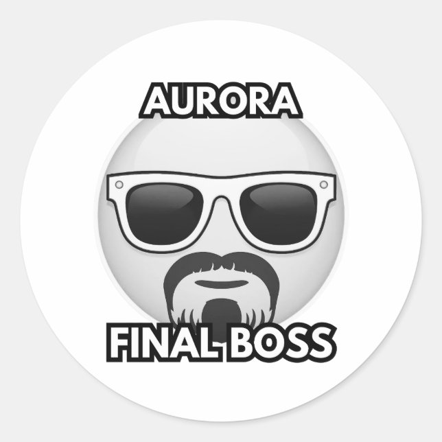 Aurora Final Boss Cool Emoji Sticker (Vorderseite)