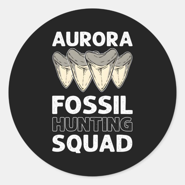 Aurora Fossil Tooth Junting Squad Megalodon Tooth Runder Aufkleber (Vorderseite)