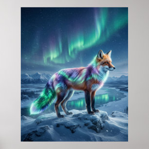 Aurora Fox Gefrorene Landschaft Poster