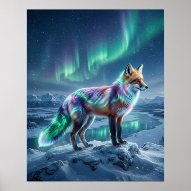 Aurora Fox Gefrorene Landschaft Poster (Vorne)