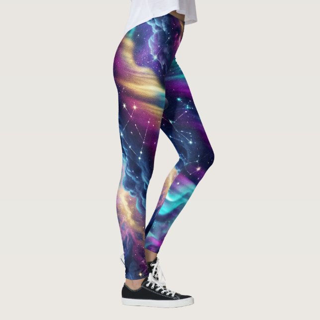 Aurora-Galaxie-Nebel-Traummuster Leggings (Rechts)