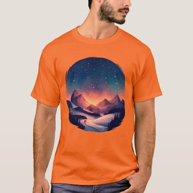 Aurora-Gipfel-Nachtsansicht T-Shirt (Vorderseite)