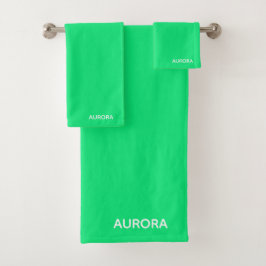 Aurora green color name badhandtuch set