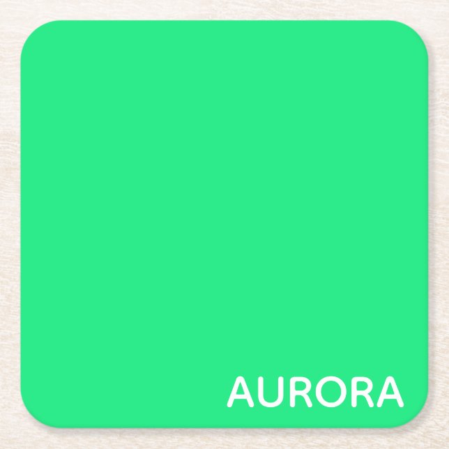 Aurora green color name rechteckiger pappuntersetzer (Vorderseite)