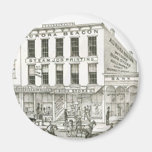Aurora Illinois Aurora Beacon News 1871 Stone Lith Magnet
