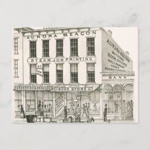 Aurora Illinois Aurora Beacon News 1871 Stone Lith Postkarte