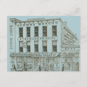 Aurora Illinois Aurora Beacon News 1871 Stone Lith Postkarte