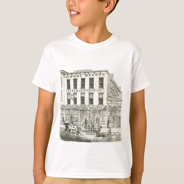 Aurora Illinois Aurora Beacon News 1871 Stone Lith T-Shirt (Vorderseite)